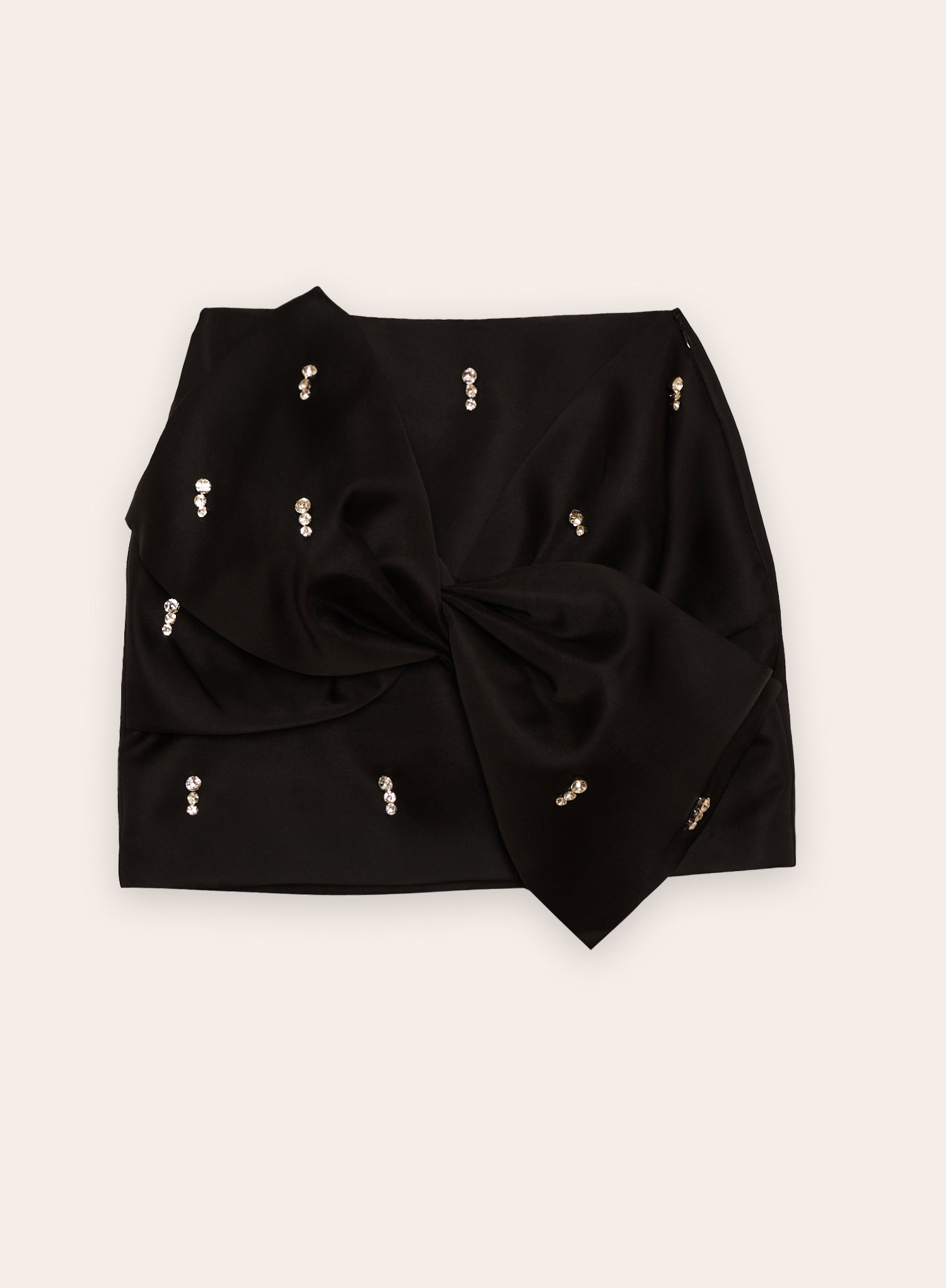 Black Embellished Knot Detail Mini Skirt